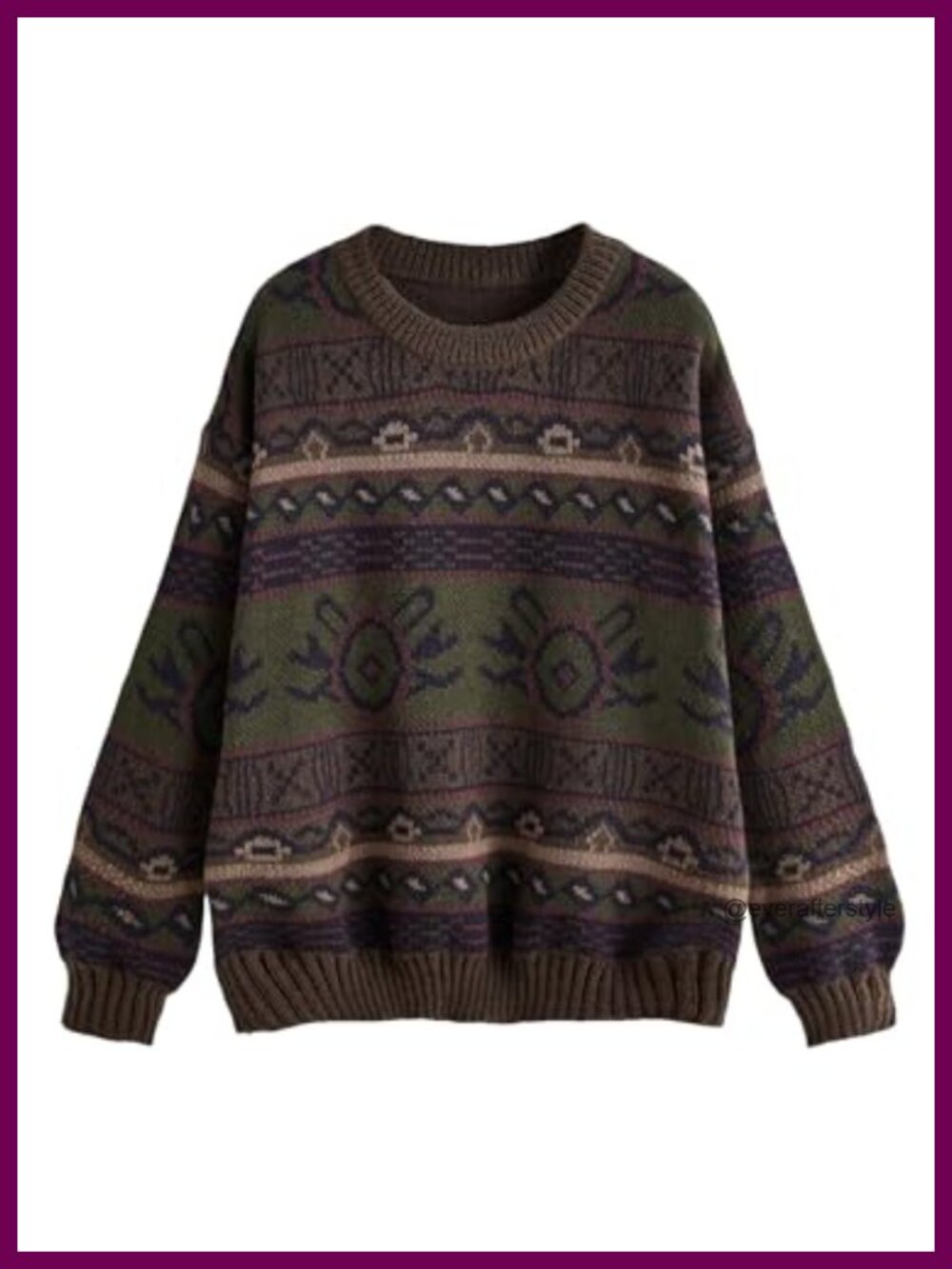 Plus Size Grunge Punk Print Long Sleeve Pullover Sweater Top